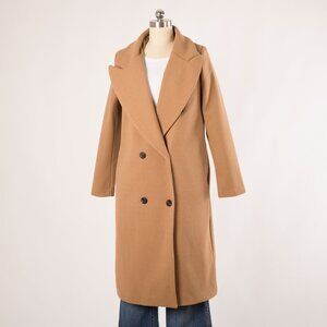 Nasty Gal Camel Double Breasted Long Coat Size 6